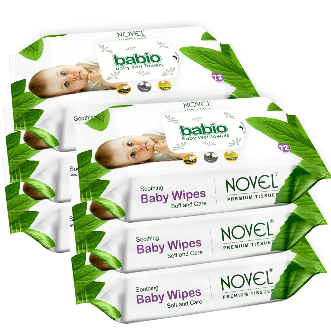 NOVEL Baby Wet Wipes (Pack of 6-72 Sheet)