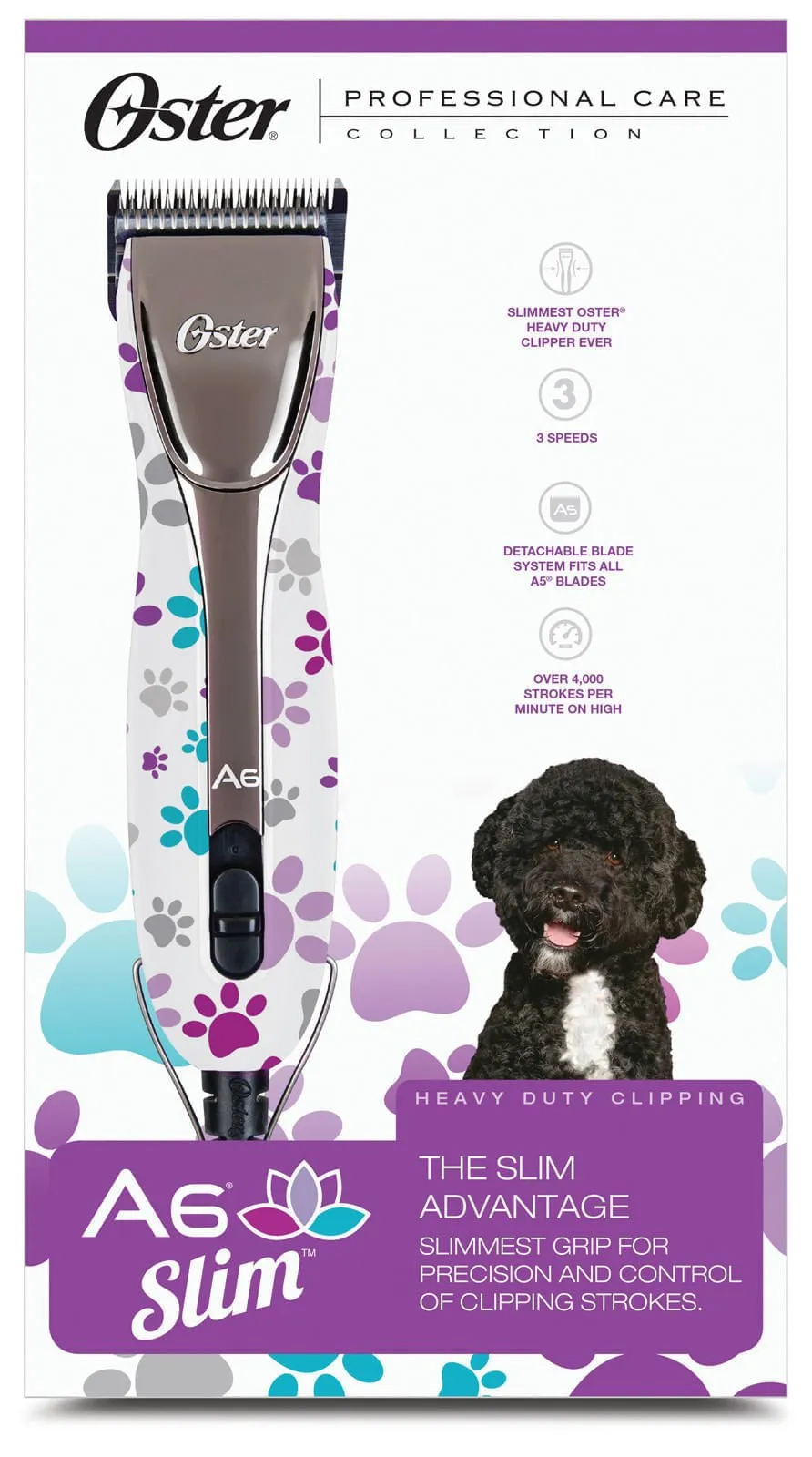 Oster Clipper Pro A6 3-Speed Slim, Paw Prints