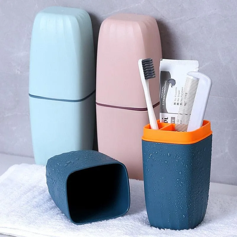 Portable Toothbrush Toothpaste Holder Cup Box