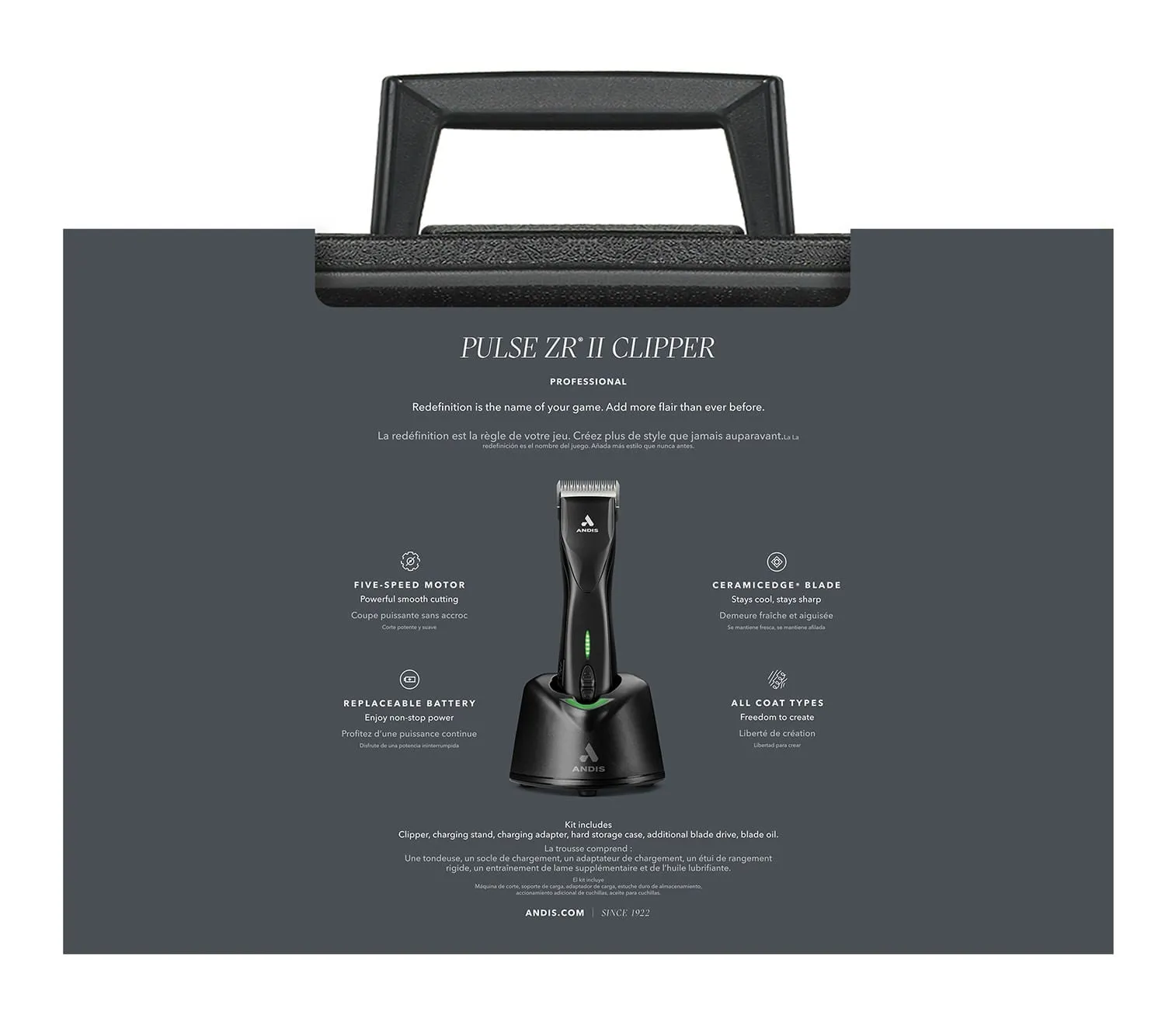 Pulse ZR II Black 5 Speed Detachable Blade Clipper