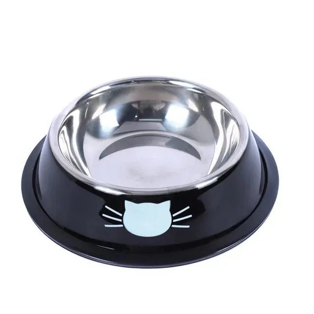 Stainless Steel Cat Food Bowl with Non-Slip Rubber Base