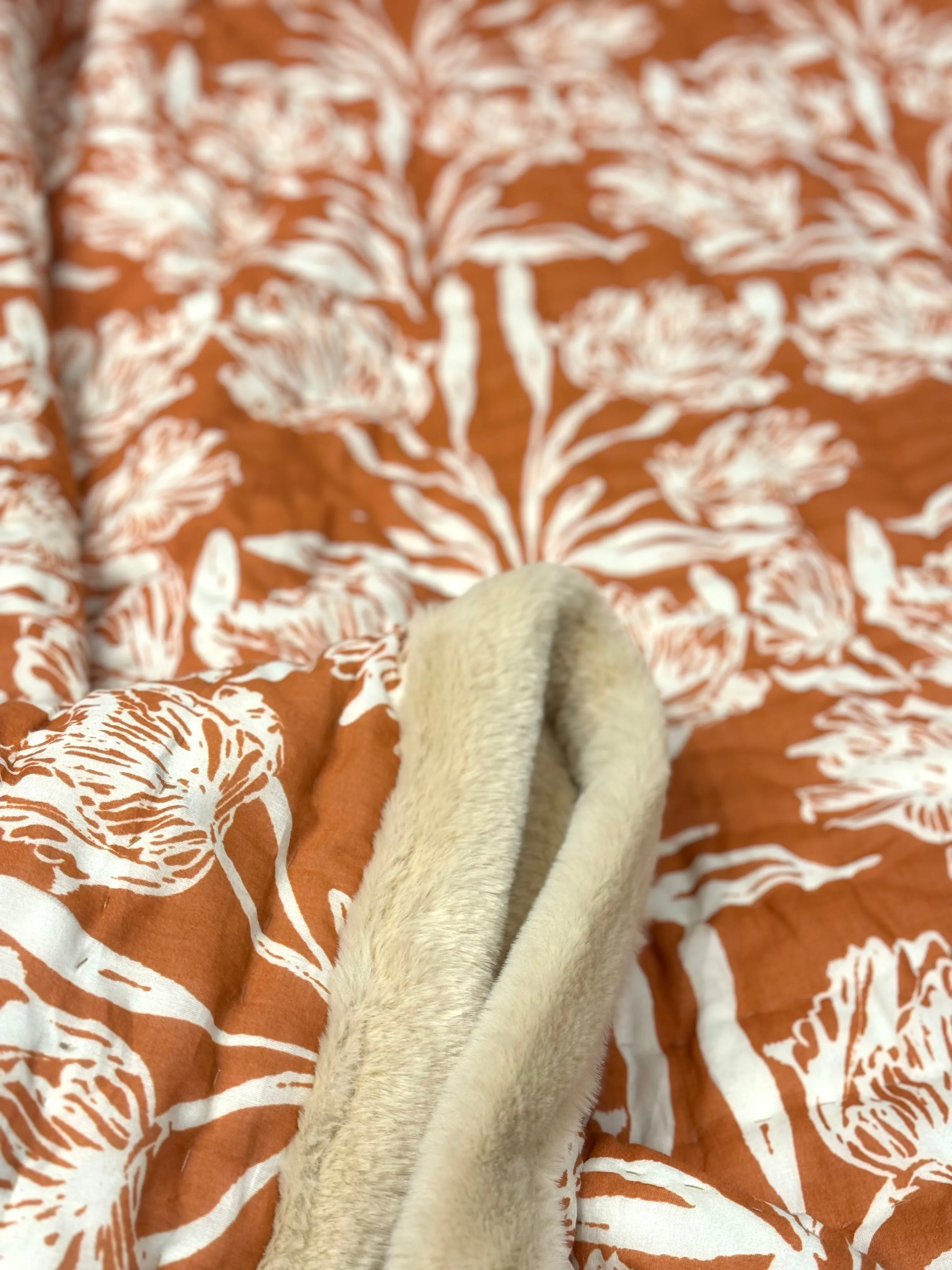 Tulip Pushp Saffron Genda two in one Fur Quilt