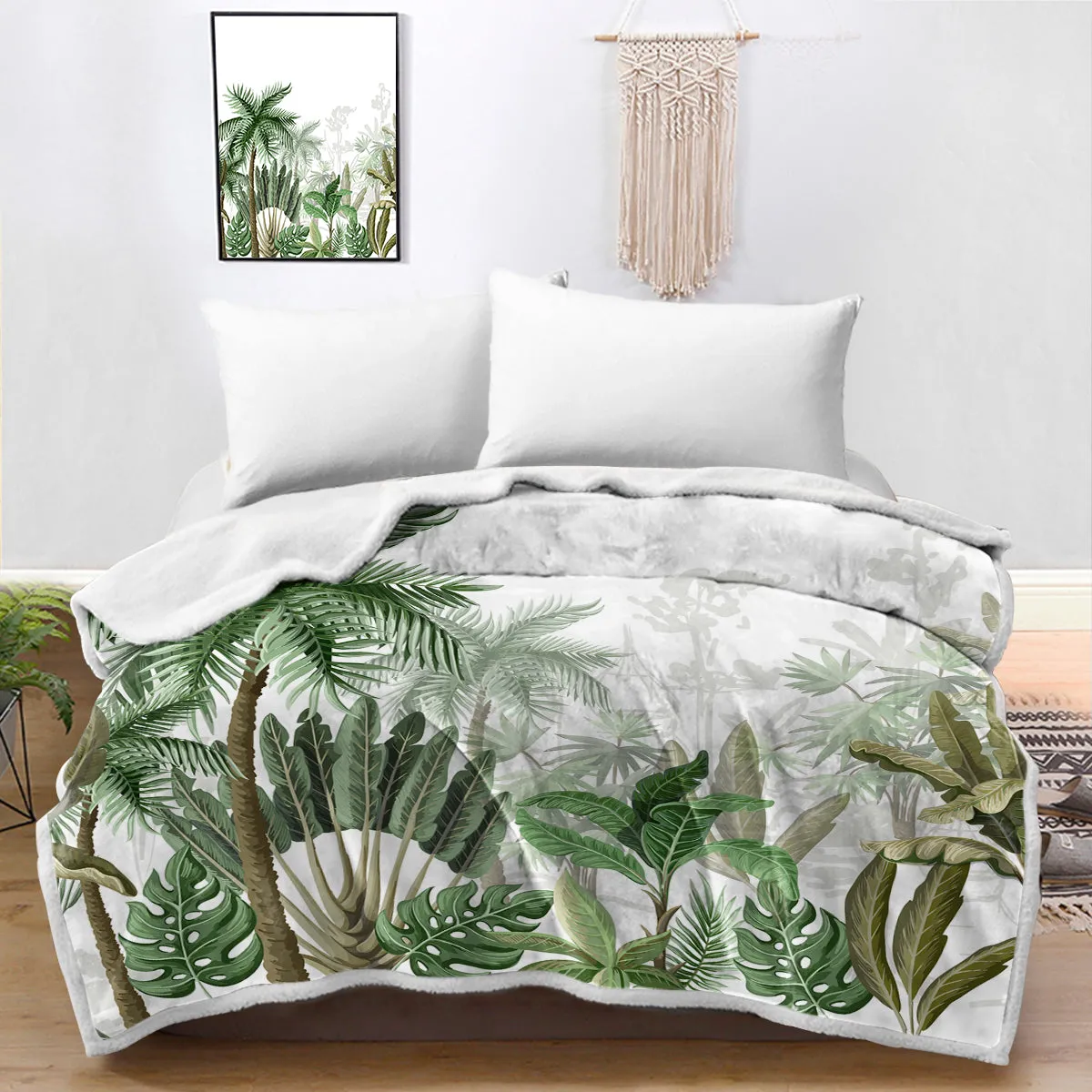 Vintage Tropical Soft Sherpa Blanket