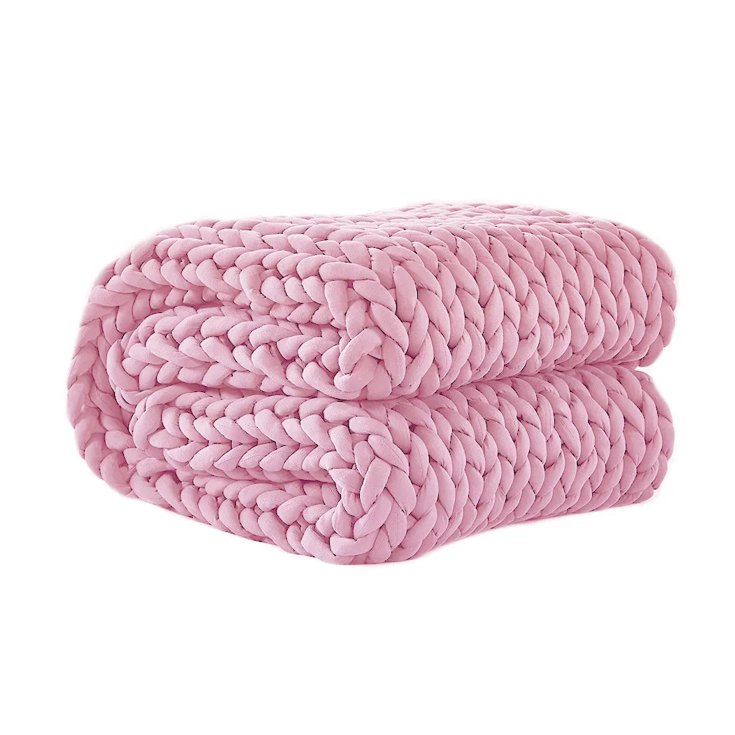 Whimsy Weighted Soft Blanket Knitted Chunky Bulky Knit 9KG - Pink