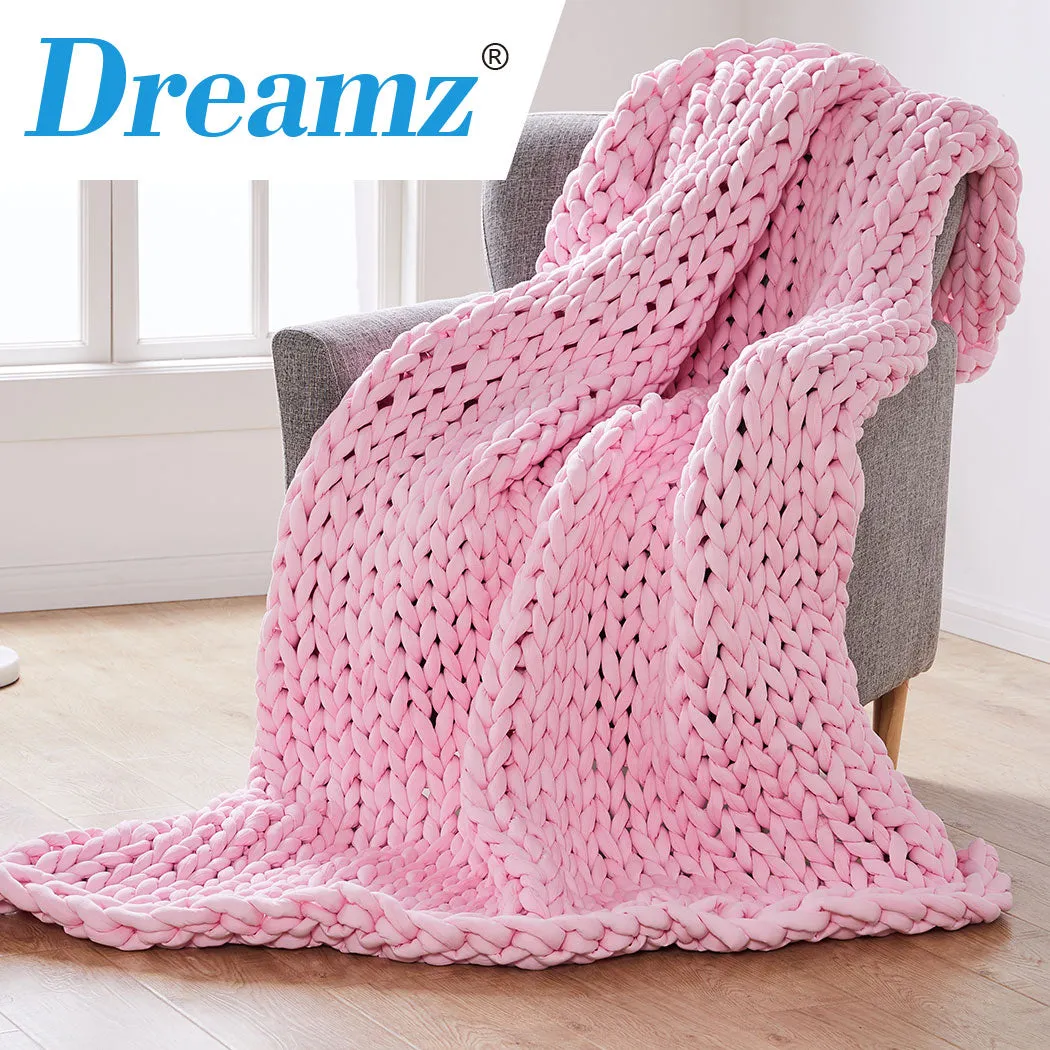 Whimsy Weighted Soft Blanket Knitted Chunky Bulky Knit 9KG - Pink