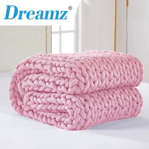 Whimsy Weighted Soft Blanket Knitted Chunky Bulky Knit 9KG - Pink